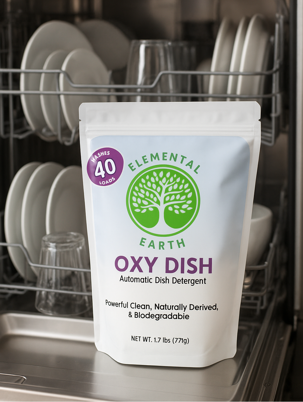Elemental Earth Oxy Dishwasher Detergent – Eco Friendly Oxygen Dish Cleaner